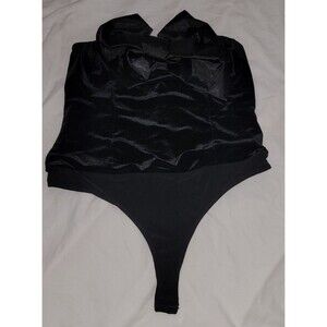 Express Women’s Large Black Velvet Bow Front Strapless Bodysuit Night Out Club